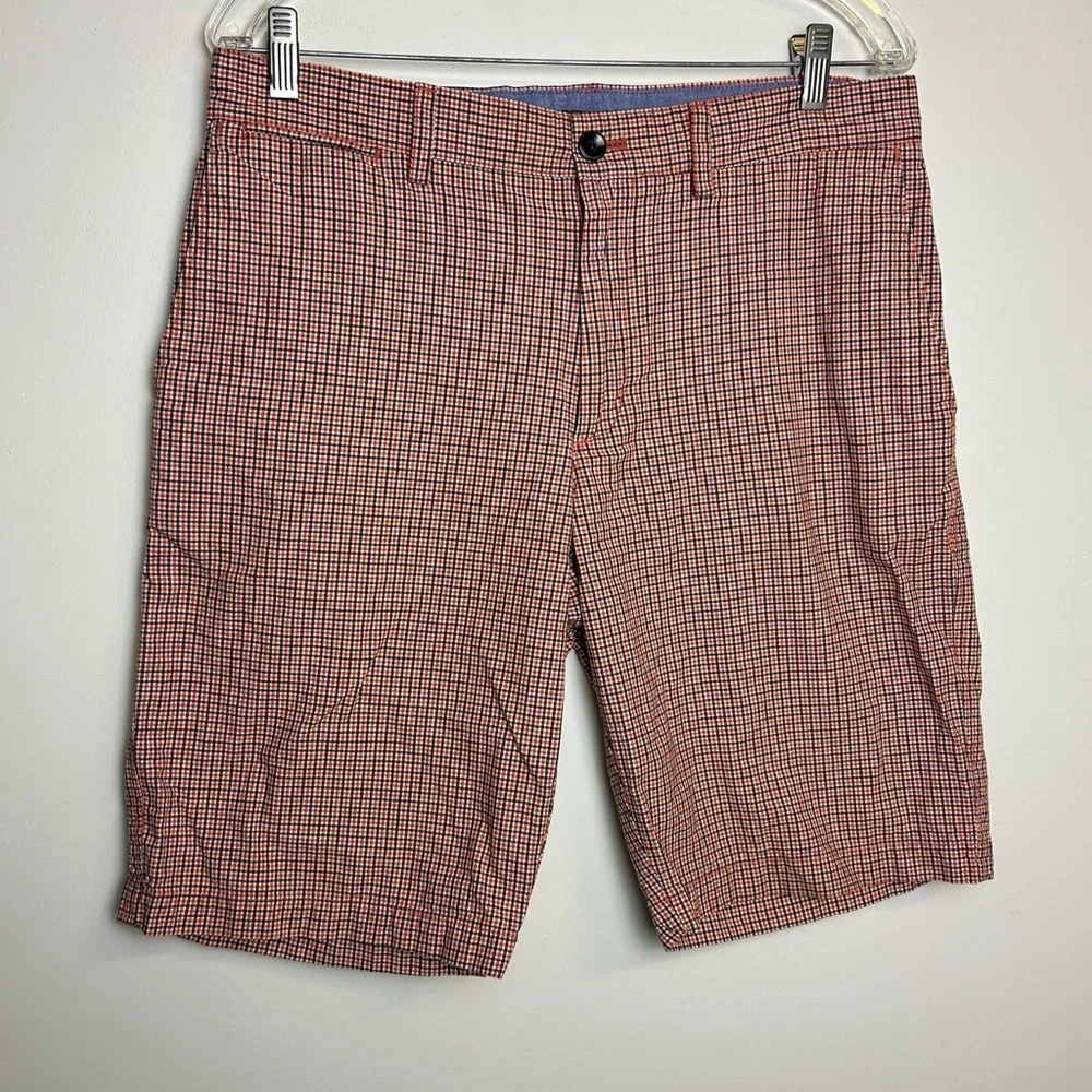 Banana Republic Men's 109% Cotton Red Checkered Shorts Size 32 Old Money Preppy